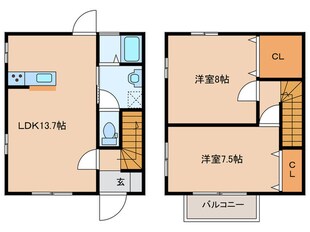 ﾊｰﾓﾆｰ弐番館の物件間取画像